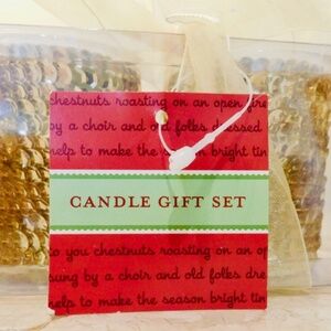 Candle Gift Set NEW 2 candles in Gold Sequin Candle Holders Boxed  Romantic!